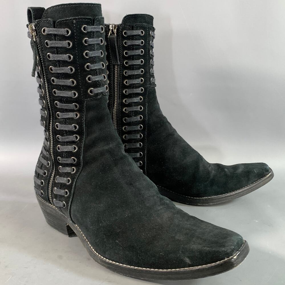 HAIDER ACKERMANN FW2016 Size 9 Black Suede Zippers Boots